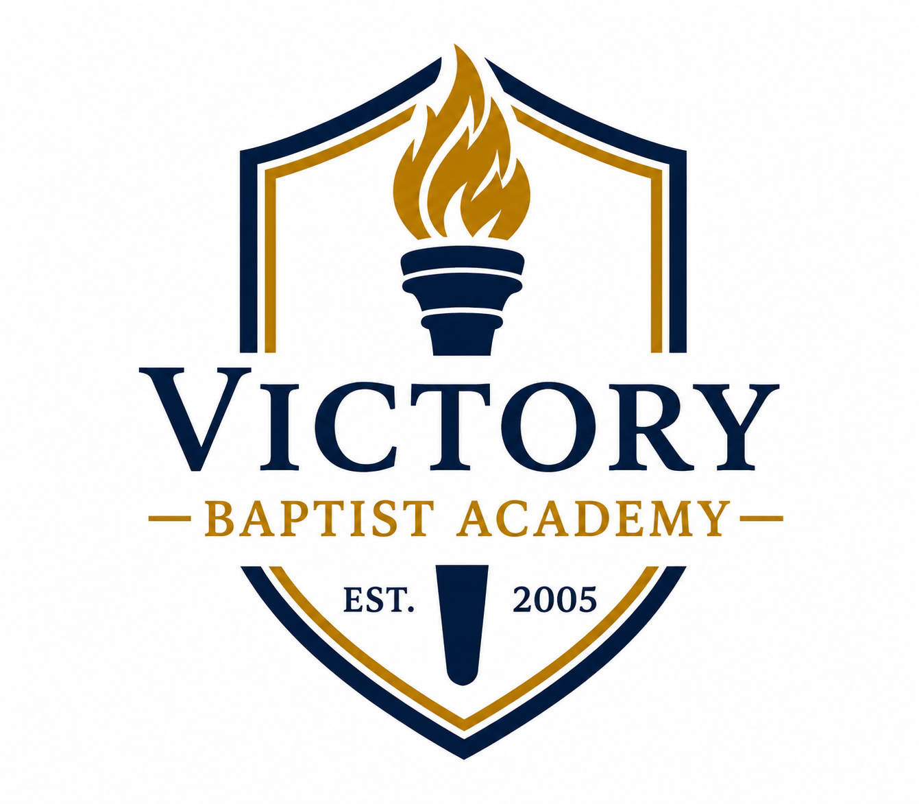 Victory Baptist Academy shield logo, established 2005