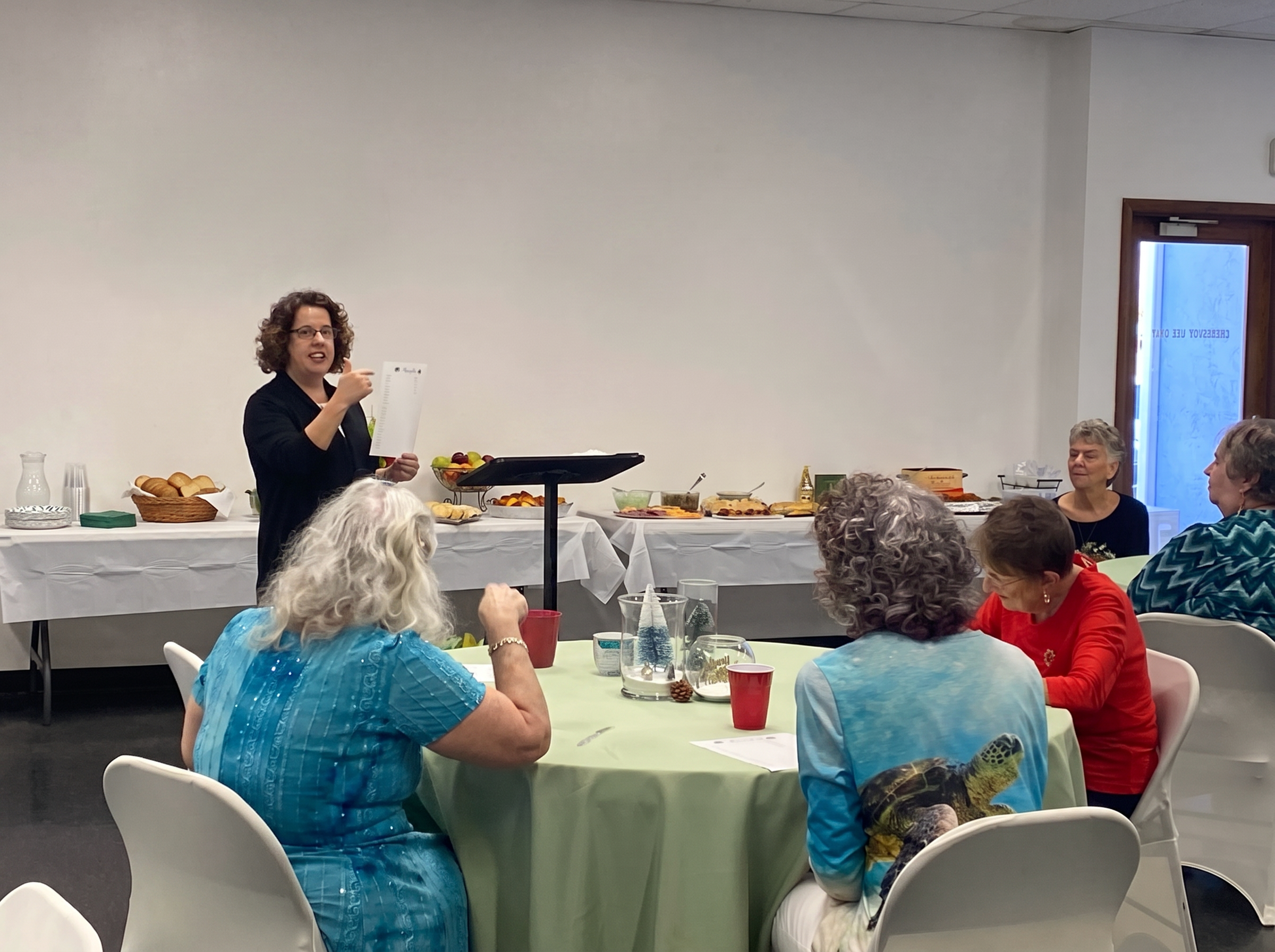 Ladies gathered together for a church fellowship